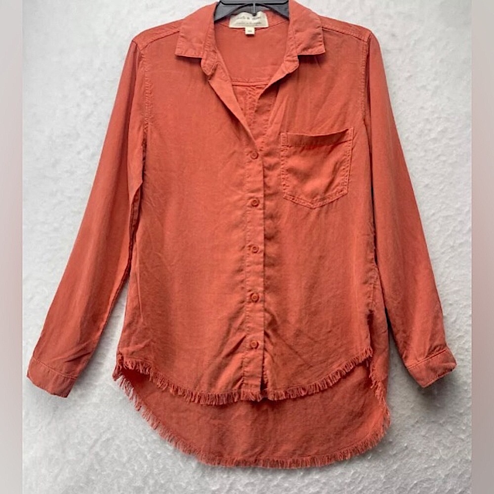 Cloth & Stone Anthropologie Fringe High-Low Button-Up Shirt